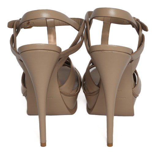 66 - Yves Saint Laurent Platform Stiletto Sandals in Nude. Size 40. Some light use can be seen to the sol... 