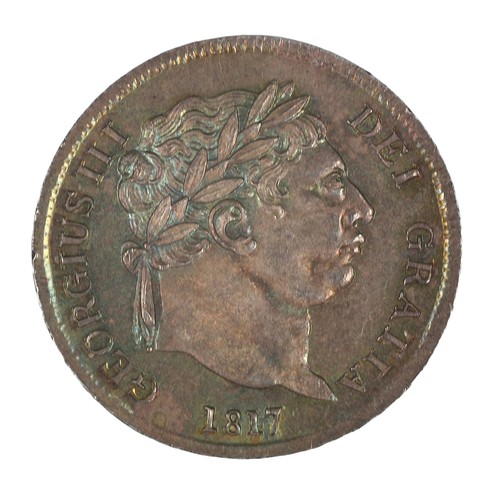 32 - George III, 1817, Maundy Fourpence. Stunning colour and toning. UNC (S3793)