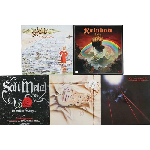 203 - Collection of 5 1970/80s LPs including: 
Rainbow - Rising, Chicago -17, Genesis - Foxtrot, Jon & Van... 