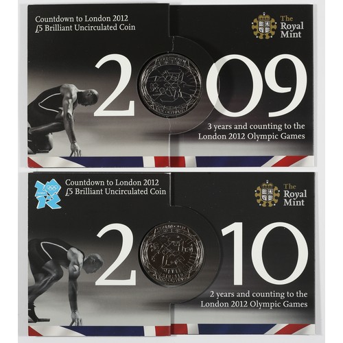 95 - Countdown to London 2012 £5 Brilliant Uncirculated Coins. The Complete Collection 2009-2012.