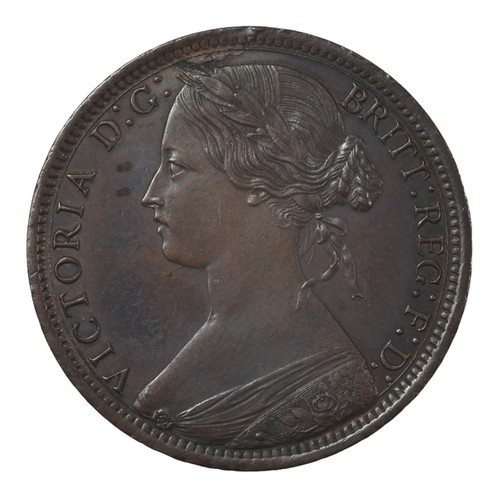 54 - Victoria, 1872, Penny. Knock or die flaw just above portrait. However a fabulous EF or better penny.... 