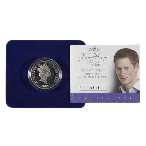 80 - HRH Prince Henry of Wales Twenty First Birthday £5 Silver Crown. Boxed and with COA.