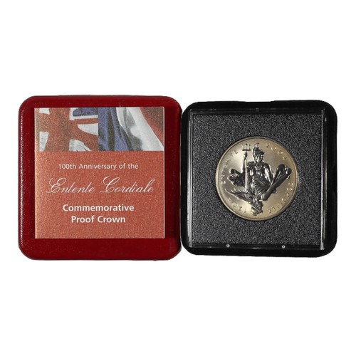 105 - 100th Anniversary of the Entente Cordiale Commemorative Proof Crown. 2004. Boxed and with COA.