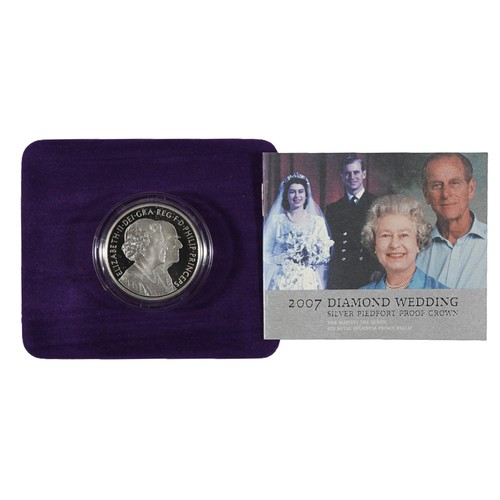 81 - Elizabeth II Silver Proof Piedfort Crown. 2007. Her Majesty the Queen and His Royal Highness Prince ... 