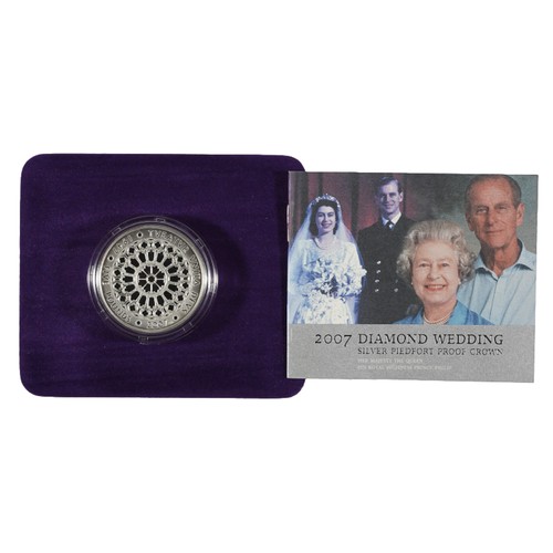 81 - Elizabeth II Silver Proof Piedfort Crown. 2007. Her Majesty the Queen and His Royal Highness Prince ... 