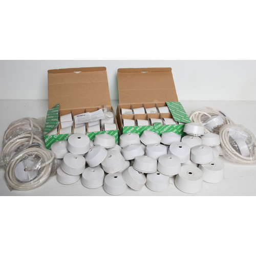 64 - Job Lot of Ceiling Assembly 3-Pin White. Includes 2 boxes of Crabtree 5001 (10 pieces per box).