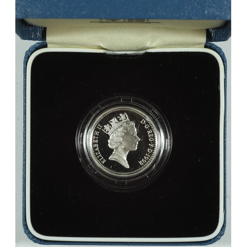 95 - Elizabeth II Silver Proof One Pound Coin. 1992. FDC. Boxed with COA.