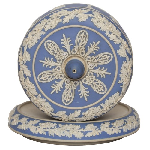 48 - Antique Stilton Cheese Dome Keeper. English, Blue and White Jasperware after Wedgwood.