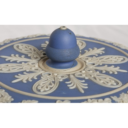 48 - Antique Stilton Cheese Dome Keeper. English, Blue and White Jasperware after Wedgwood.