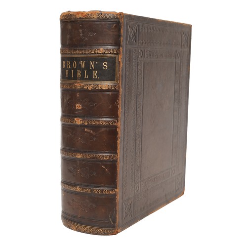 109 - Brown's Self-Interpreting Leather Bound Bible. 1844. Some foxing throughout but generally a well-pre... 