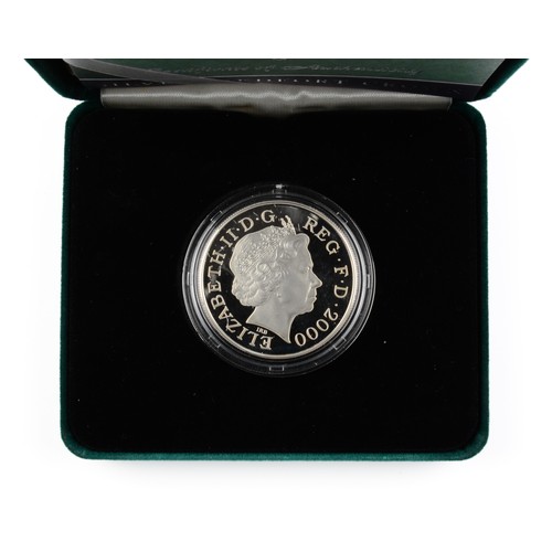 112 - Elizabeth II Silver Piedfort Centenary Crown. 2000. Queen Elizabeth The Queen Mother Centenary Year,... 