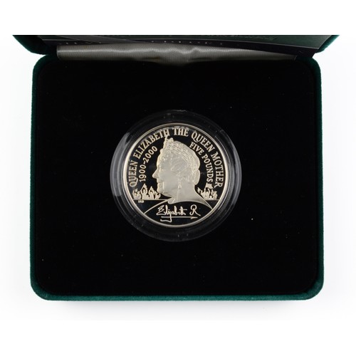 112 - Elizabeth II Silver Piedfort Centenary Crown. 2000. Queen Elizabeth The Queen Mother Centenary Year,... 