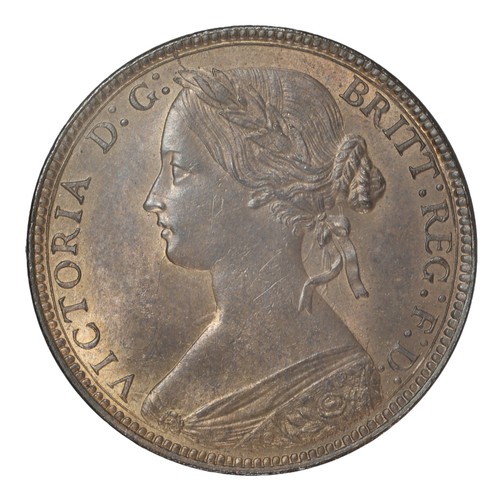 37 - Victoria Penny. 1860. Obv 2, Rev D. Obv with toothed boarder and L C WYON signature under bust but a... 