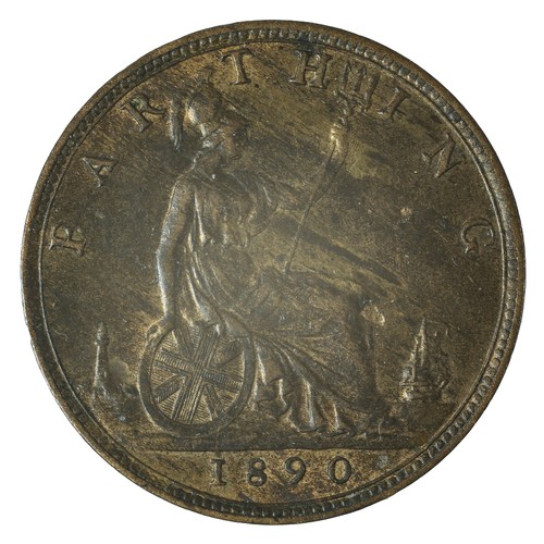 33 - Victoria. Farthing 1890. EF with some traces of lustre. (S3958)