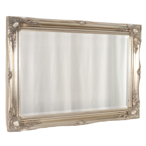 27 - Large Silver Mirror. Wooden frame. 90cm wide by 66cm high.