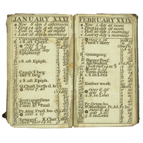 118 - Miniature London Almanack from 1780. In well-used condition but appears to be complete and very inte... 