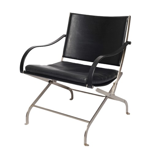 33 - Carlotta Folding Armchair in Black Leather by Antonio Citterio, Flexform. This iconic design example... 