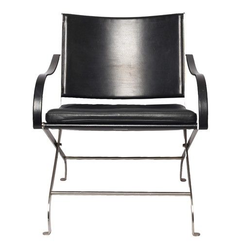 33 - Carlotta Folding Armchair in Black Leather by Antonio Citterio, Flexform. This iconic design example... 