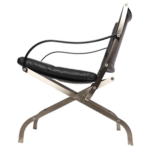 33 - Carlotta Folding Armchair in Black Leather by Antonio Citterio, Flexform. This iconic design example... 