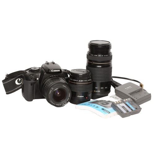 100 - Canon EOS 400D Digital Camera with 3 Lenses: 
1 x Canon EFS 18-55mm - part of filter thread missing
... 