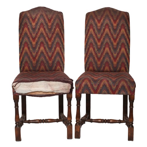 17 - Set of 6 Dining Chairs, including 2 Carvers. Oak frames and upholstered seats. Currently covered in ... 