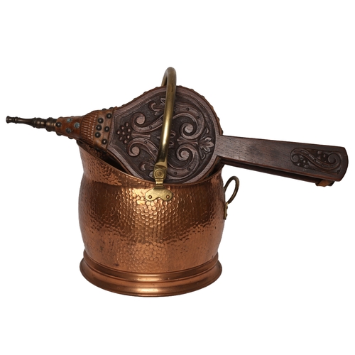 94 - Coal Scuttle and Wooden Carved Bellows.