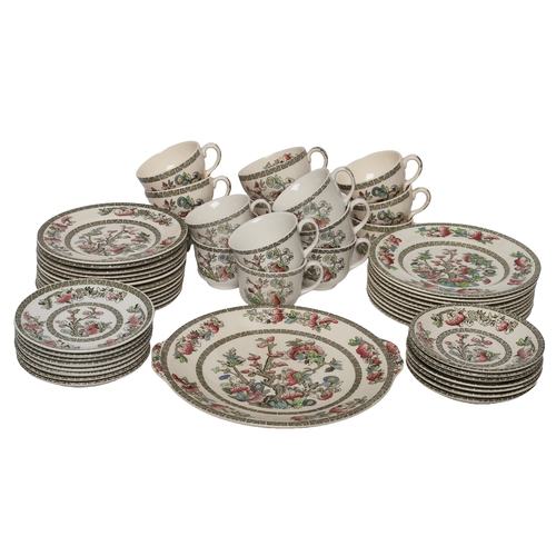 61 - Johnson Bros Indian Tree Tea and Coffee Set. 55 pieces including tea cups, coffee cups, saucers, pla... 