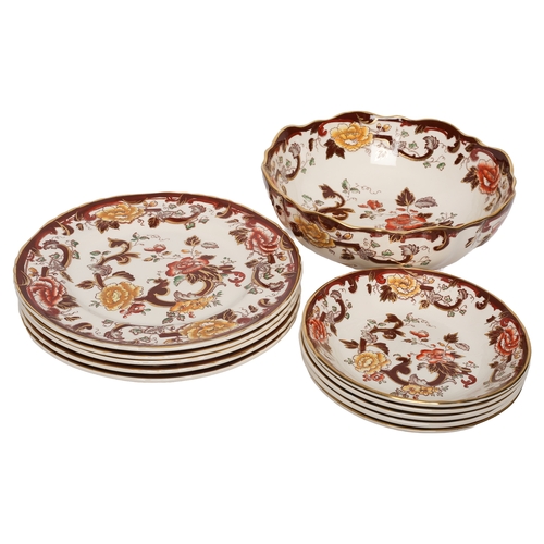 353 - Mason's Brown Velvet Dinner Ware. 11 Pieces. Large serving dish has small chip to rim.