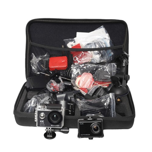 129 - Bopower 4K Action Camera Ultra HD with Casing and other accessories and Activeon CX Action Camera. U... 