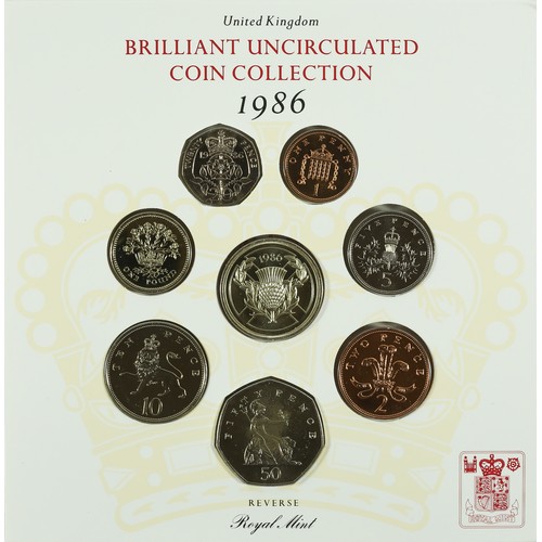 62 - 2 x Sets of United Kingdom Brilliant Uncirculated Coin Collection - 1986 and 1995.