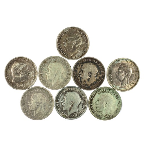 50 - Threepence Mixed Lot. George V, 2 x Threepence. 1935 (2). 5 x Maundy Threepence 1910, 1918, 1919, 19... 