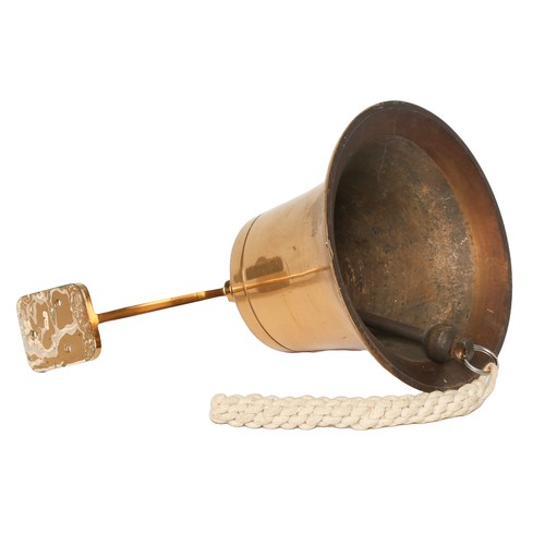 24 - Heavy Wall-Mountable Brass Bell. Approx 14cm high and 19cm in diameter.