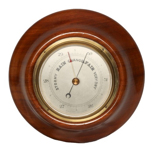 35 - Vintage Wooden Barometer. Circular design by Short & Mason. Approx 23cm in diameter.