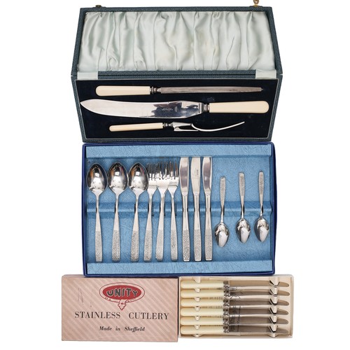 62 - Boxed Cutlery Lot Comprising:
Grant & Son - North & South Shields- Stainless Carving Set
Unity Sheff... 