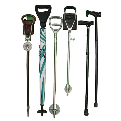 77 - Collection of 6 Various Shooting Sticks, Umbrella and Walking Sticks.