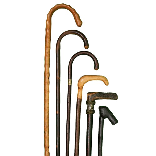 99 - Lot of 6 Vintage Walking Sticks. Includes:
Walking stick with gold-plated cuff. Approx. 93cm high
Ho... 