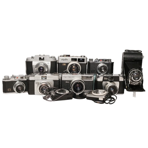 104 - Vintage Camera Lot. All untested. Includes:
Minolta Hi-Matic E
Ricoh Super Shot 24
Ensign Selfix 420... 