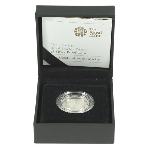 10 - Elizabeth II Royal Shield of Arms £1 Silver Proof Coin. 2008. In presentation box.