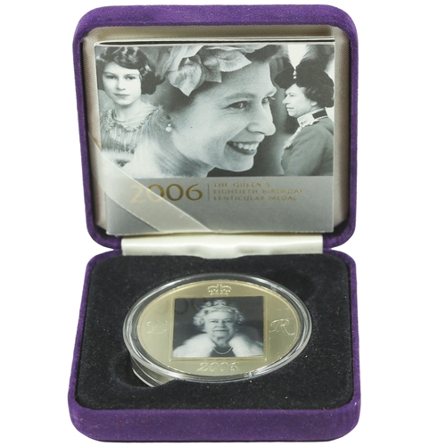 17 - Elizabeth II Lenticular Medal. 2006. Commemorates The Queen's Eightieth Birthday. In presentation bo... 