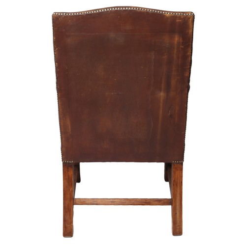 173 - Leather Armchair/Library Chair - Georgian/Gainsborough Style. Brown leather seat and mahogany frame.... 