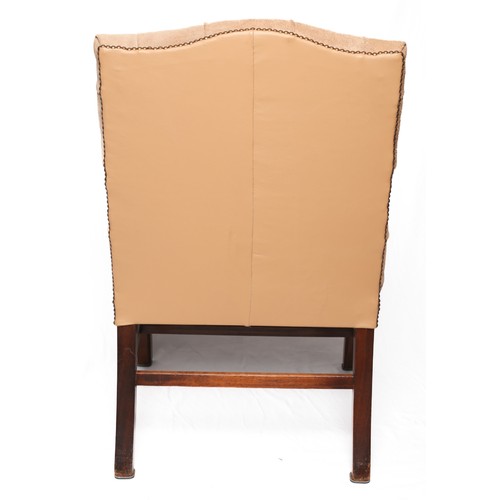 174 - Suede Upholstered Mahogany Georgian/Gainsborough Style Library Chair/Armchair. In lovely condition. ... 