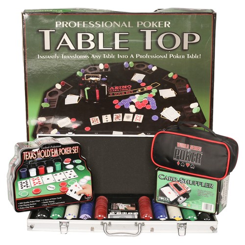 9 - Poker Lot including a Professional Poker Table Top, Card Shuffler and Chips Galore!