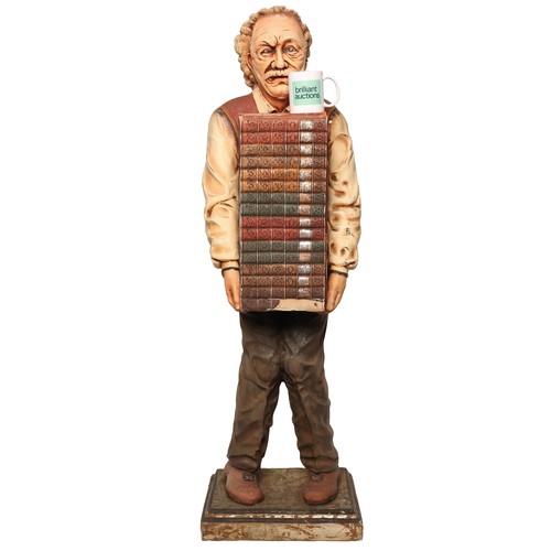 18 - Albert Einstein Holding a Stack of Books Fibreglass Statue. Approx 135cm high. Mug for scale on phot... 