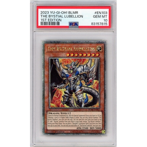 102 - A Graded and Slabbed YU-GI-OH! Trading Card. The Bystial Lubellion from the Battles of Legend: Monst... 