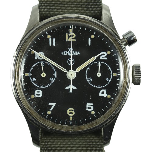 118 - Lemania Monopusher Military Chronograph Watch. 
Series 2 Tritium Dial model - 38mm case size. Runnin... 