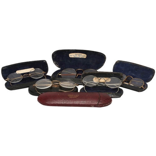 10 - 6 Pairs of Vintage Spectacles with Cases. Cases marked with Sunderland, Newcastle and Stockton shop ... 