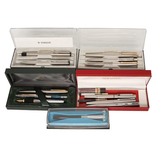 54 - Collection of Pens - Some Boxed. Includes:
Cross Fountain Pen
4 x Parker Fountain Pens
Parker Fibre ... 