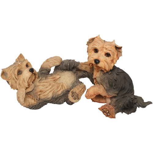 33 - Two Large Country Artists Puppy Love Yorkshire Terrier Ornaments. As found with some chips, and dama... 