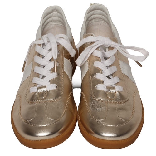 163 - New Boden Gold and White Lace-up Pumps/Trainers. Size 40. In unused, excellent condition.