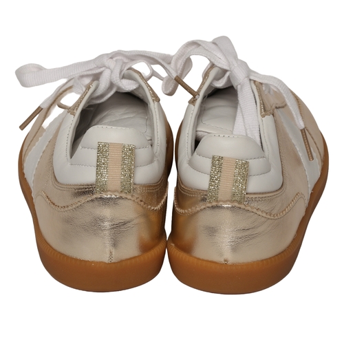 163 - New Boden Gold and White Lace-up Pumps/Trainers. Size 40. In unused, excellent condition.